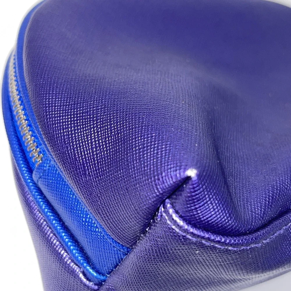 La mer purple‎ Blue metallic Dome cosmetic bag Orange Inside